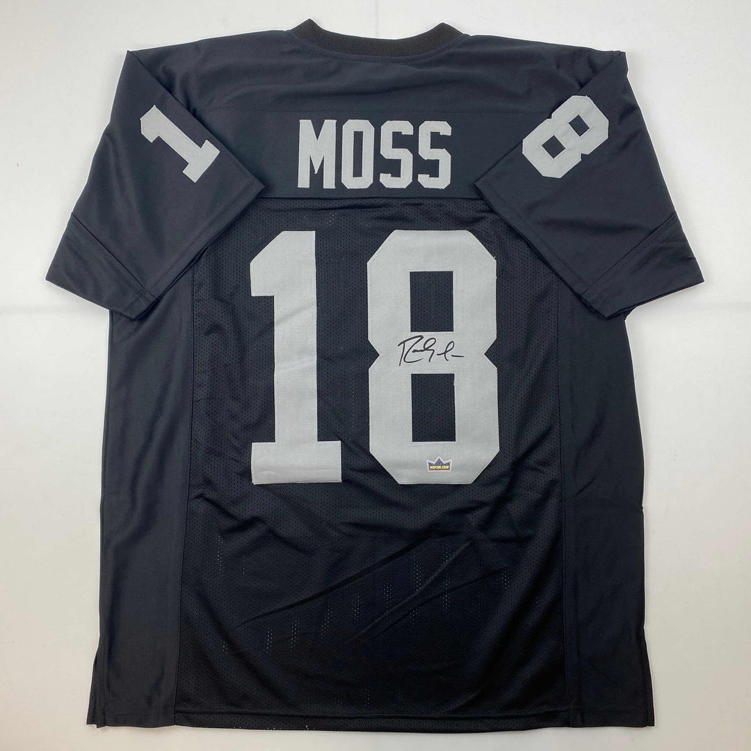Facsimile Autographed Randy Moss Oakland Las Vegas Black Reprint Jersey Men's XL