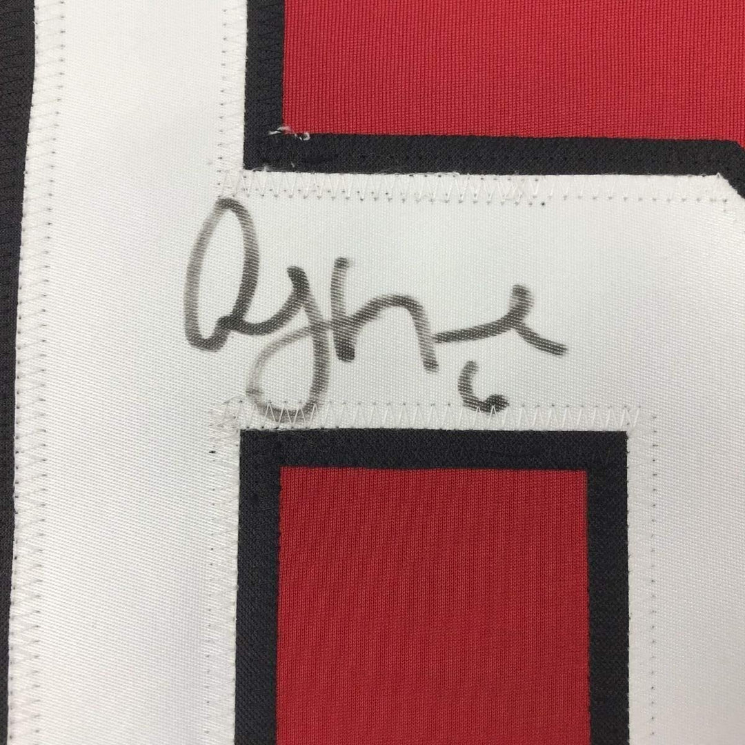 FRAMED Autographed/Signed ANDY GREENE 33x42 New Jersey Red Jersey PSA COA