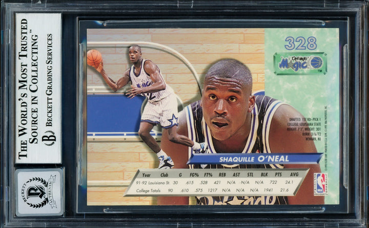 Shaquille Shaq O'Neal Signed 1992-93 Fleer Ultra RC 328 Magic Auto GM 10 Beckett