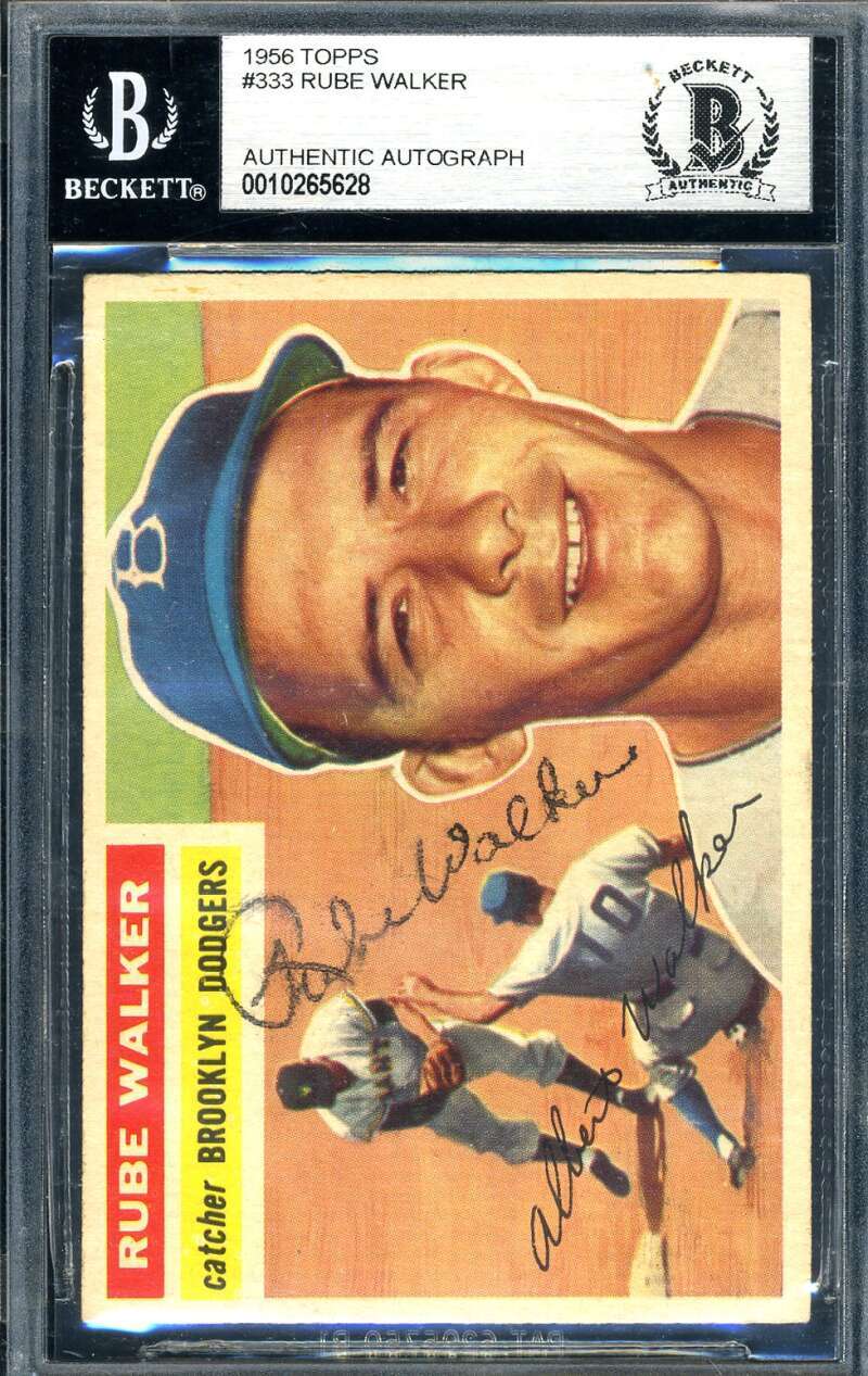 Rube Walker Beckett Signed 1956 Topps Autograph