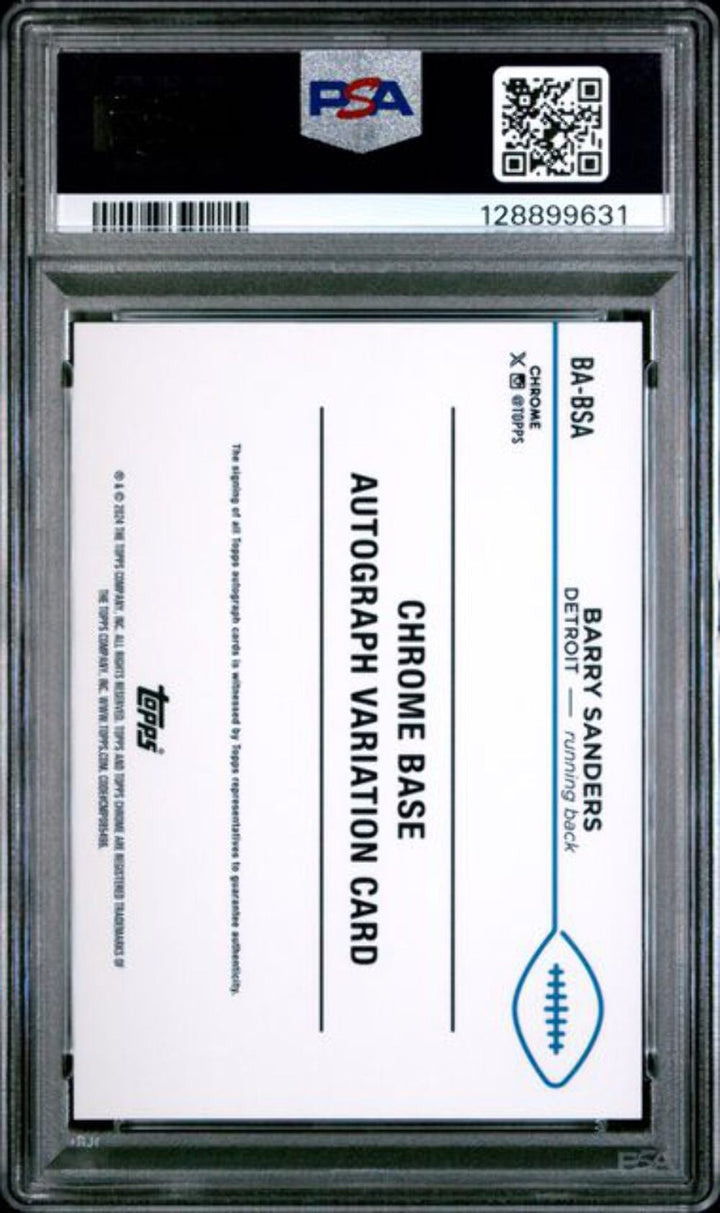 Graded 2024 Topps Chrome Barry Sanders #BABSA /25 Orange Geo Auto Card PSA 10