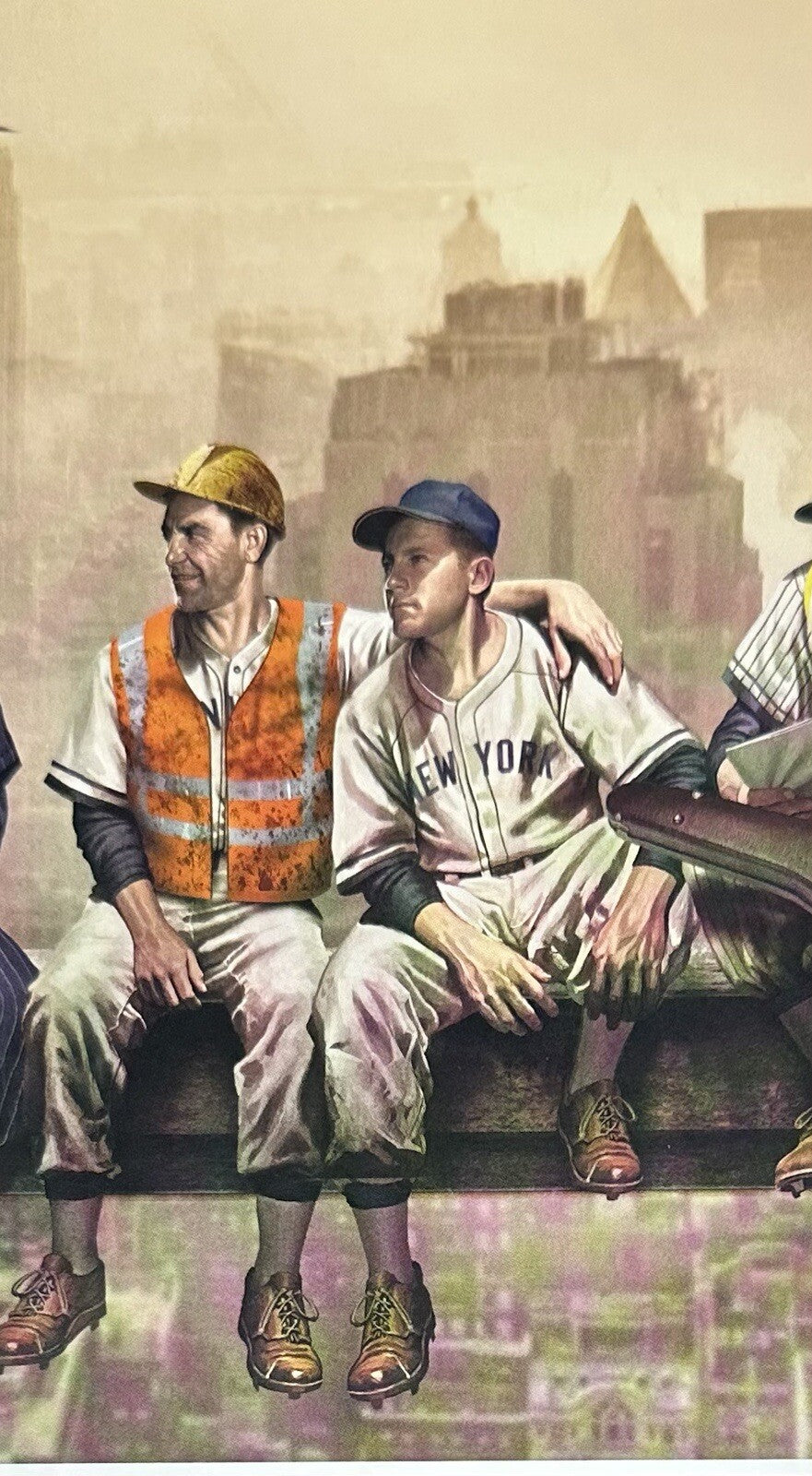 NY Yankees Lunch Atop An Empire 12x36 Litho Photo Jeter Mantle Joe Dimaggio COA