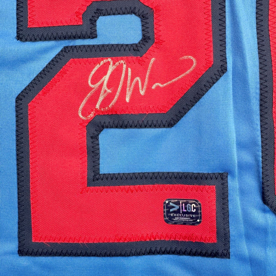 Autographed/Signed J.J. JJ Wetherholt St. Louis Blue Jersey LCG Prova COA