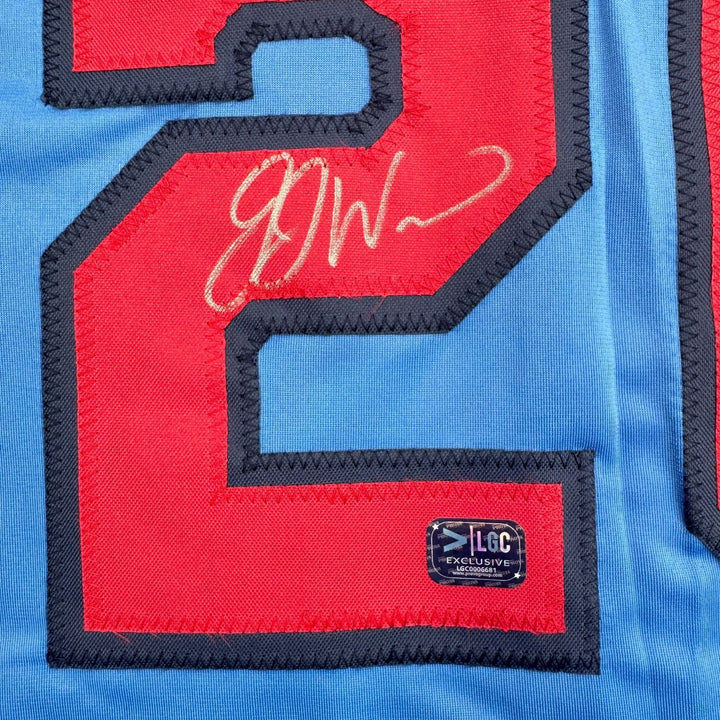 Autographed/Signed J.J. JJ Wetherholt St. Louis Blue Jersey LCG Prova COA