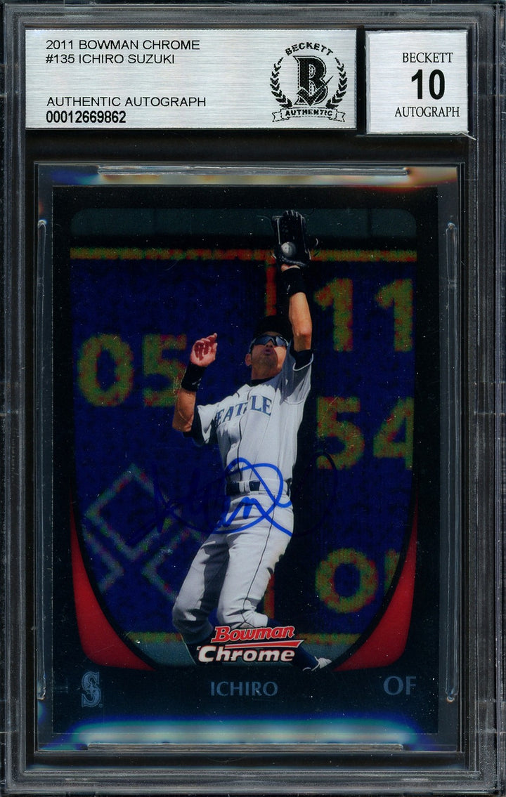 Ichiro Suzuki Auto Signed 2011 Bowman Chrome Card 135 Mariners Auto 10 Beckett