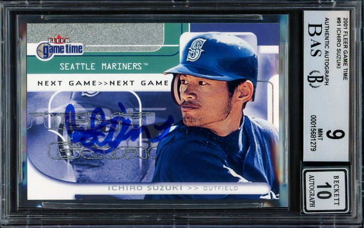 Ichiro Suzuki Signed 2001 Fleer Game Time RC 91 BGS 9 Sig 10 #433/2000 Beckett