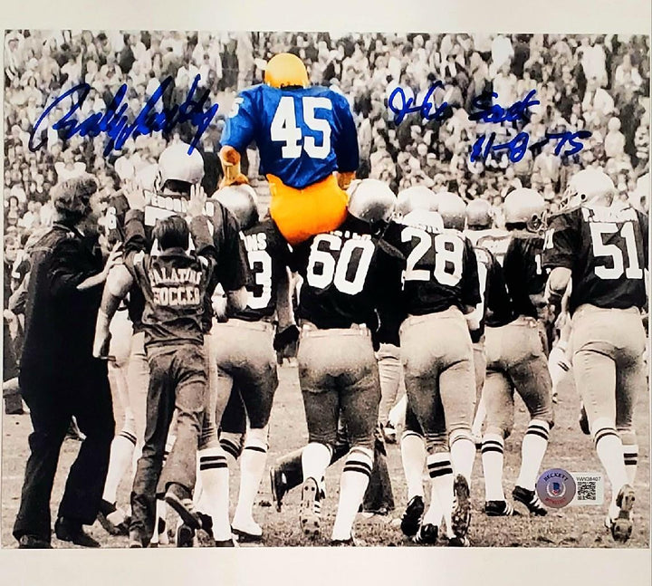 Rudy Ruettiger signed "The Sack 11-8-75" 8x10 photo ~ Beckett BAS Witness Holo