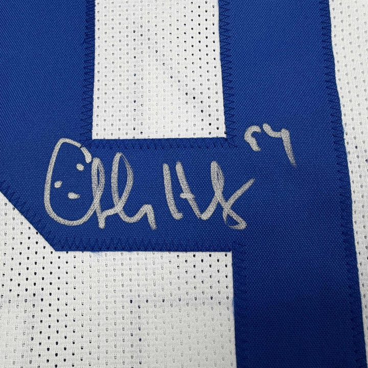Autographed/Signed CHARLES HALEY Dallas White Football Jersey JSA COA Auto