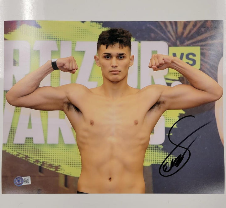 Evan Sanchez signed Boxing 11x14 photo #1 black autograph ~ Beckett BAS Holo