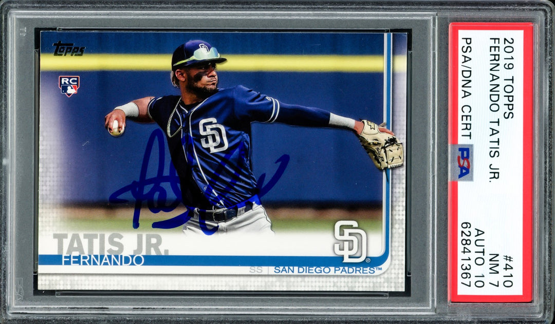 Fernando Tatis Jr. Auto Signed 2019 Topps RC 410 Padres PSA 7 Auto GM 10 PSA/DNA