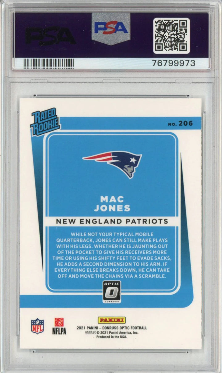 Graded 2021 Panini Donruss Optic Mac Jones #206 Rookie RC Card PSA 10 Gem Mint