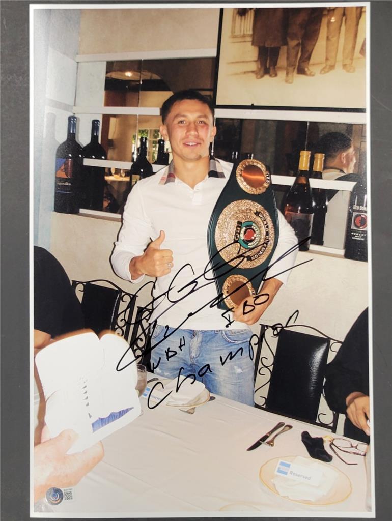 Gennady Golovkin GGG signed "WBA, IBO Champion" 12x18 photo ~ Beckett BAS