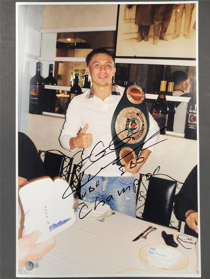 Gennady Golovkin GGG signed "WBA, IBO Champion" 12x18 photo ~ Beckett BAS