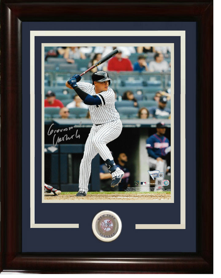 Giovanny Gio Urshela signed 8x10 photo framed Yankees coin auto Fanatics COA