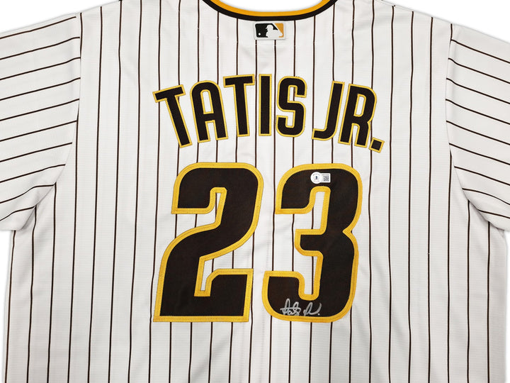 Padres Fernando Tatis Jr. Auto White Pinstripes Nike Jersey Size XL Beckett Wit