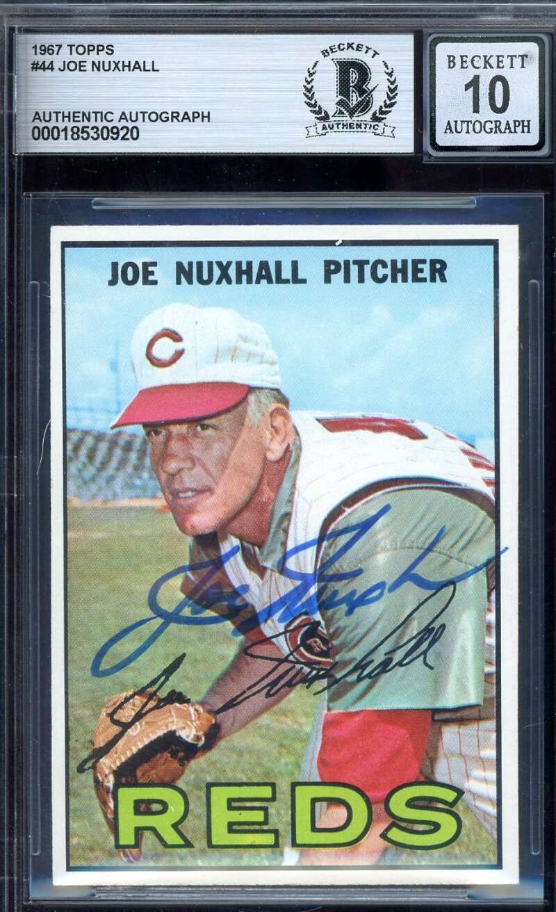 Joe Nuxhall Gem Mint 10 Beckett BAS Signed 1967 Topps Autograph Reds