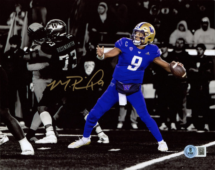 Michael Penix Jr. Signed 8x10 Photo Washington Huskies Beckett BAS Witness