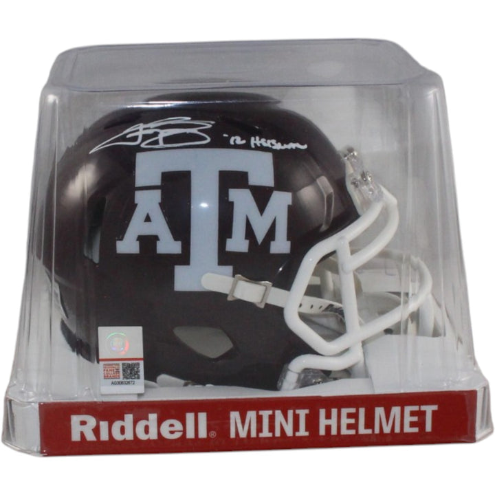 Johnny Manziel Autographed Texas A&M Mini Helmet Heisman Beckett Witness 58246