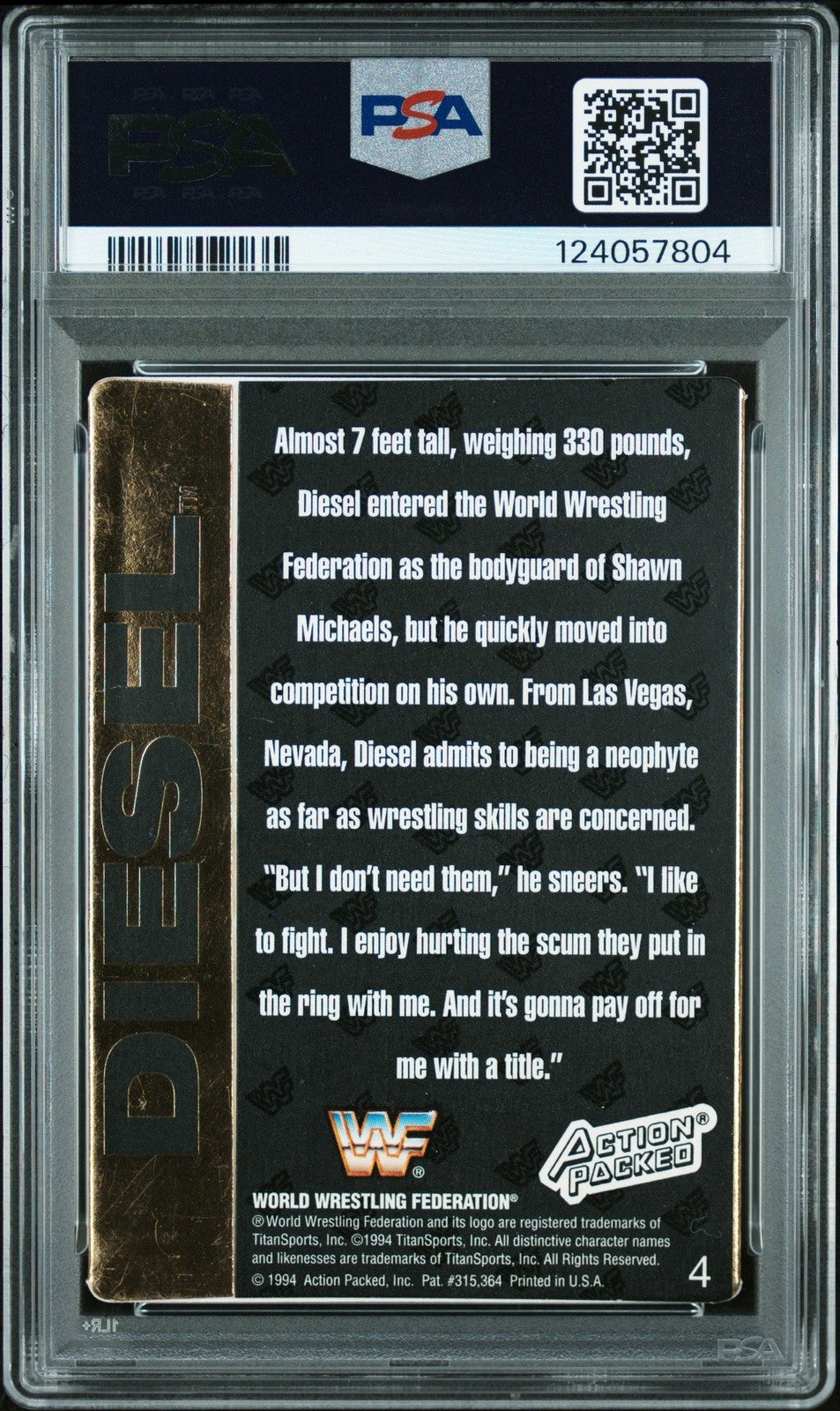 Graded 1994 Action Packed Kevin Nash Diesel #4 RC Card PSA 5 Card Auto AUTH