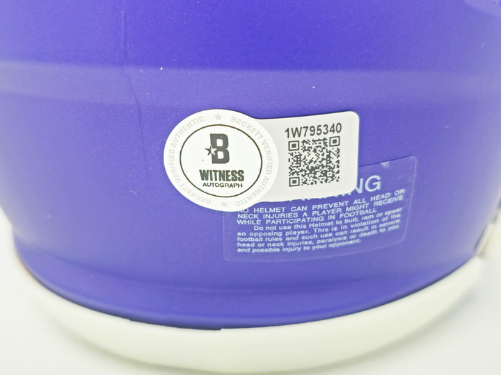Aaron Jones Auto Signed Minnesota Vikings Purple Speed Mini Helmet Beckett Wit
