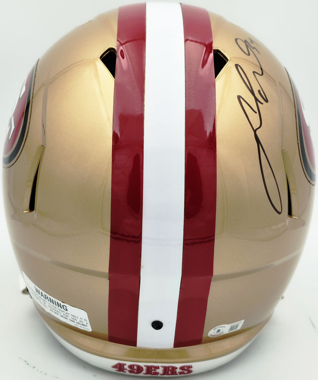 Fred Warner Signed 49ers Gold Full Size Speed Replica Helmet Beckett #AD77743