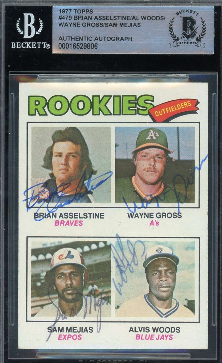 Asselstine Gross Mejias Woods Beckett BAS Signed 1977 Topps Rookies Autograph