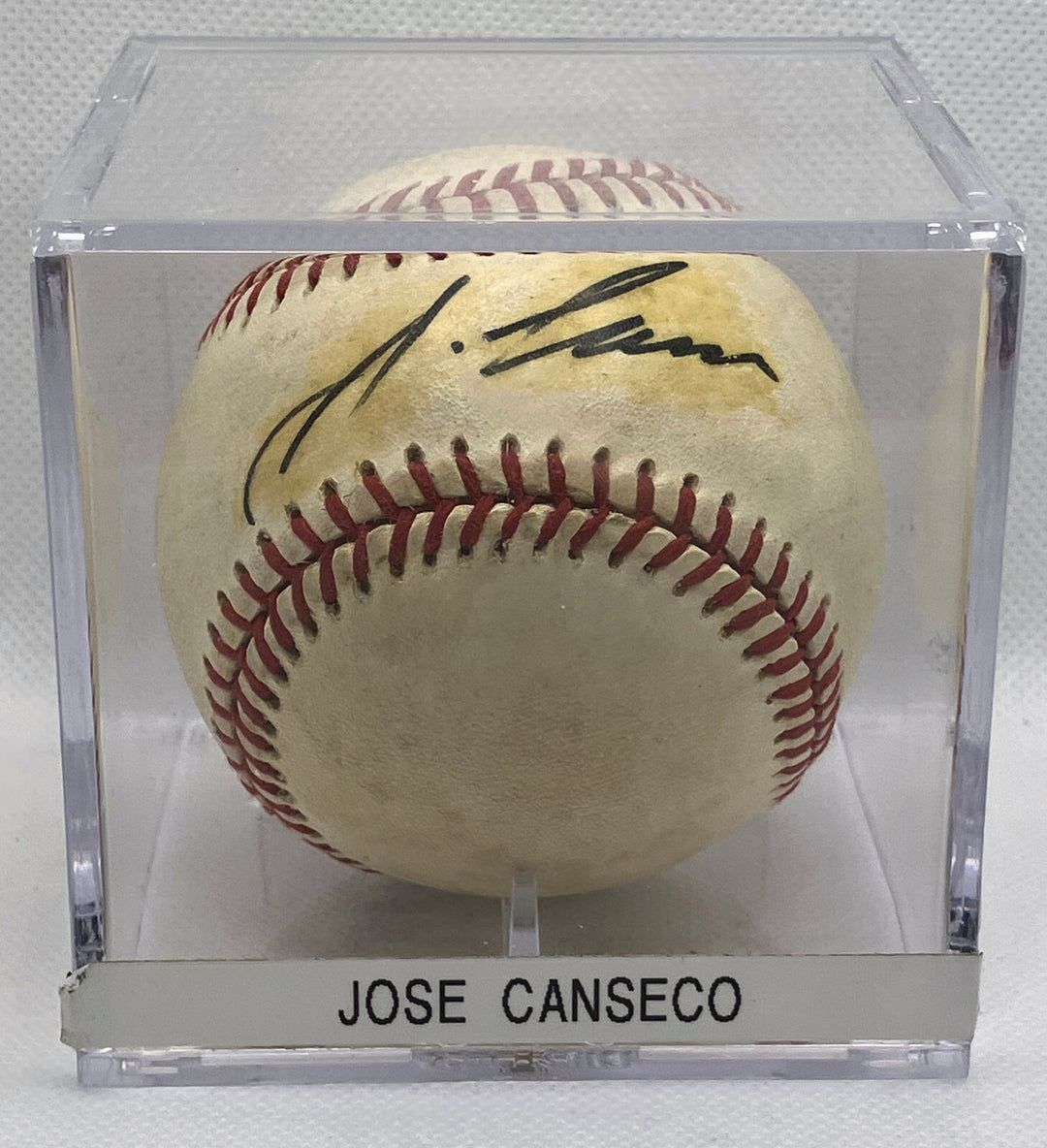 JOSE CANSECO SIGNED BOBBY BROWN OAL BASEBALL & CUBE A's YANKEES RED SOX STEROIDS