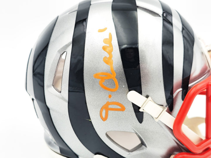 Ja'Marr Chase Signed Cincinnati Bengals Flash Gray Speed Mini Helmet Beckett Wit