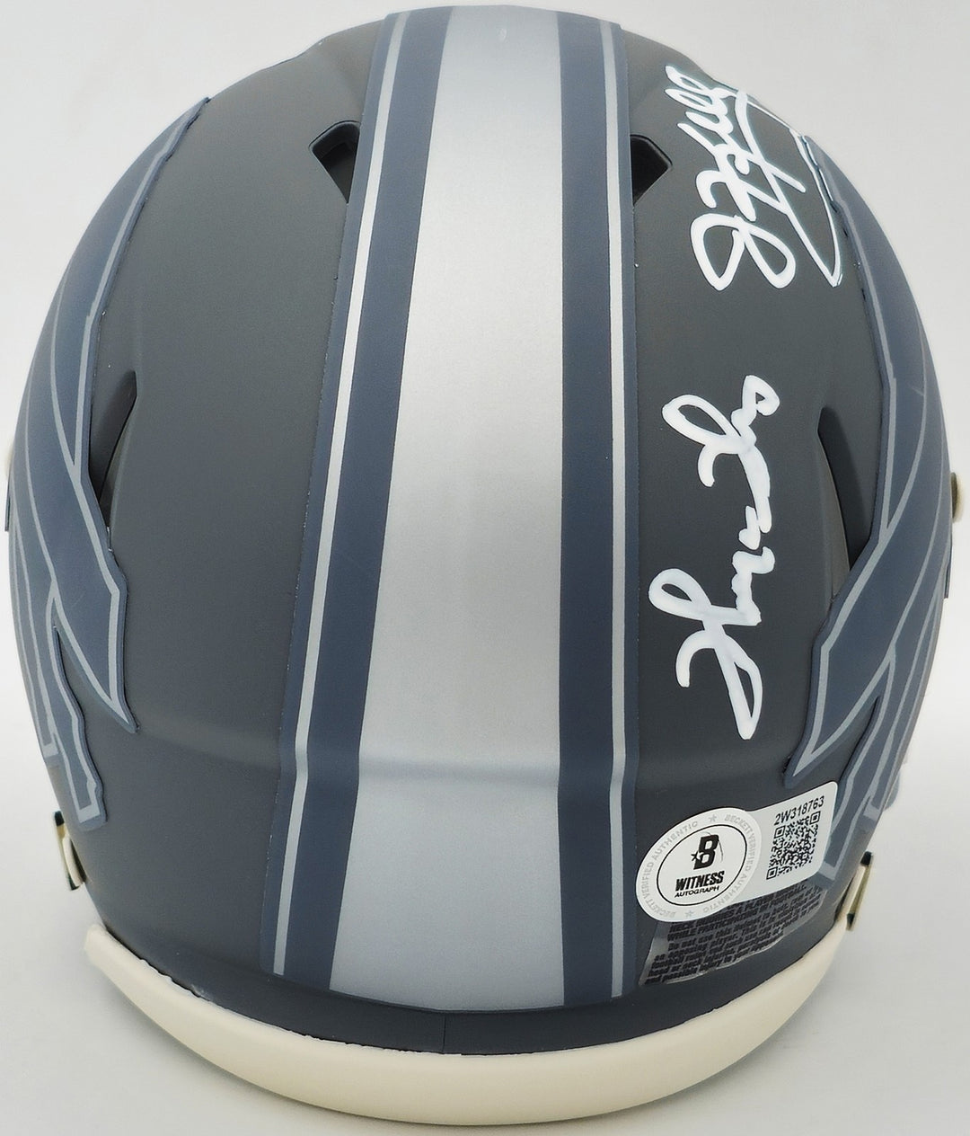 Jim Kelly, Thurman Thomas & Andre Reed Auto Bills Greats Gray Mini Helmet BAS