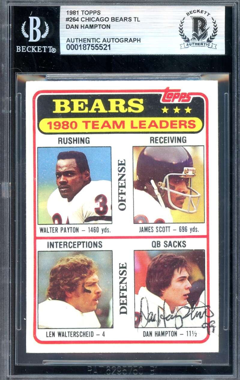 Dan Hampton Beckett BAS Signed 1981 Topps 1980 Bears Leaders Rookie Autograph