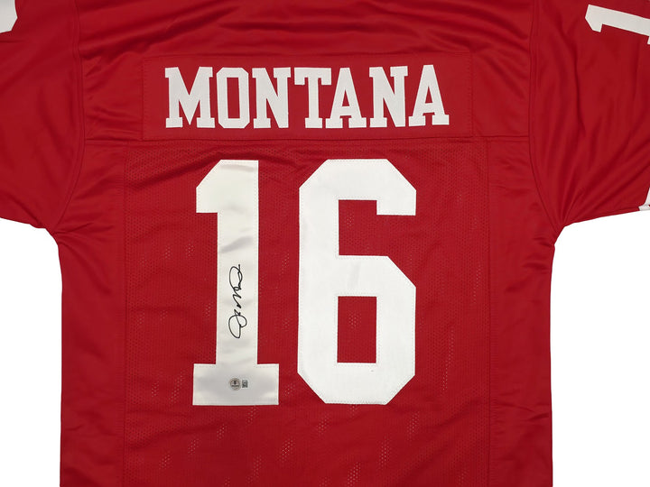 San Francisco 49ers Joe Montana Signed Red Jersey Beckett