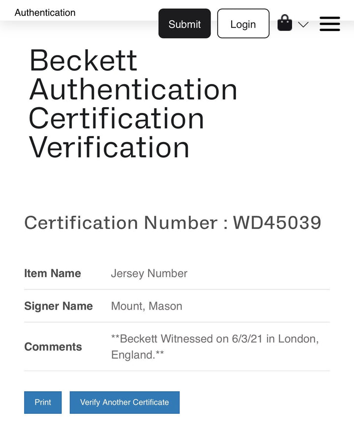 Mason Mount Signed Authentic Nike DriFit L Soccer Jersey Chelsea FC Auto BAS COA