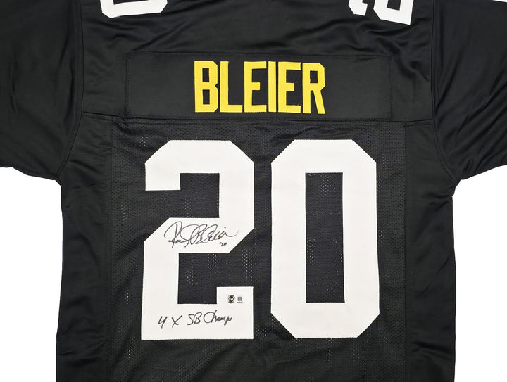 Pittsburgh Steelers Rocky Bleier Signed Black Jersey "4x SB Champs" Beckett Wit