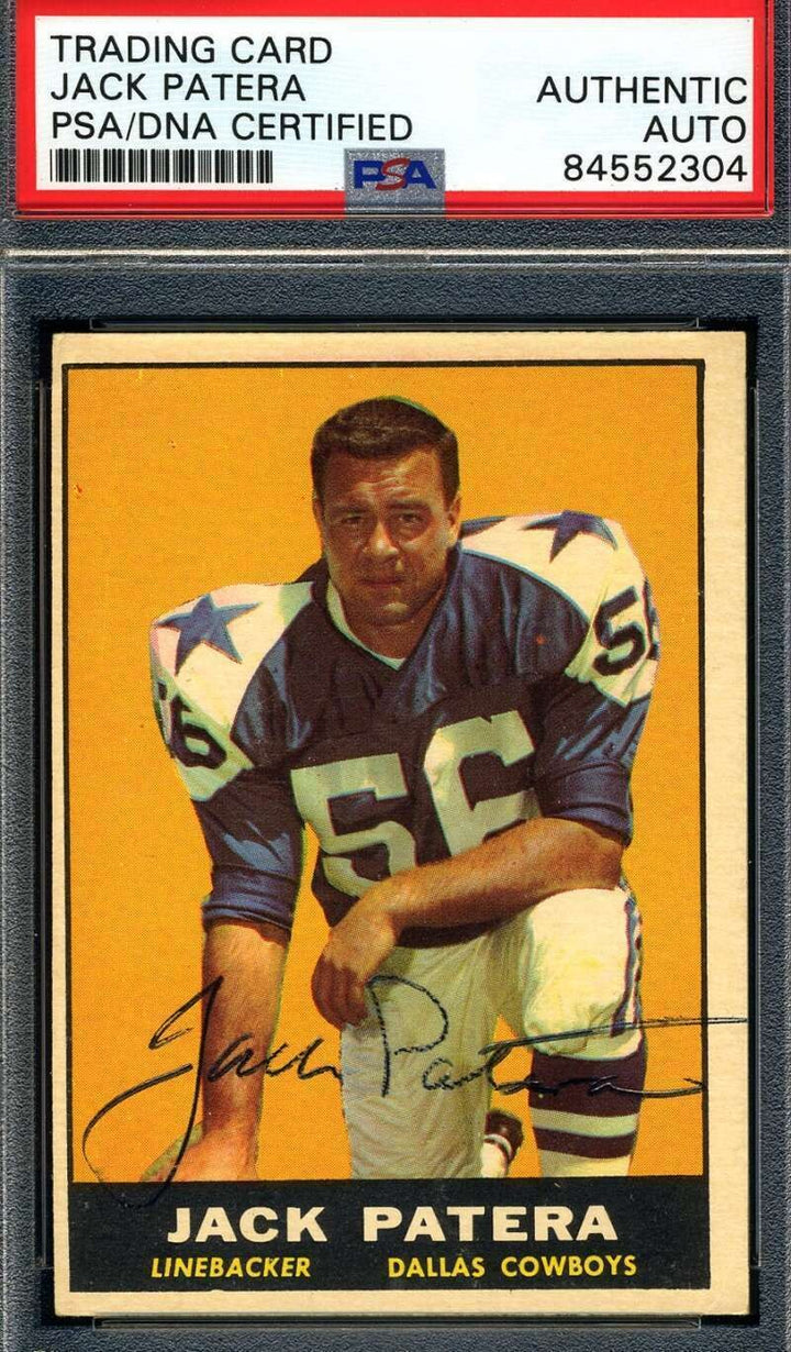 Jack Patera PSA DNA Vintage Signed 1961 Topps Rookie Autograph