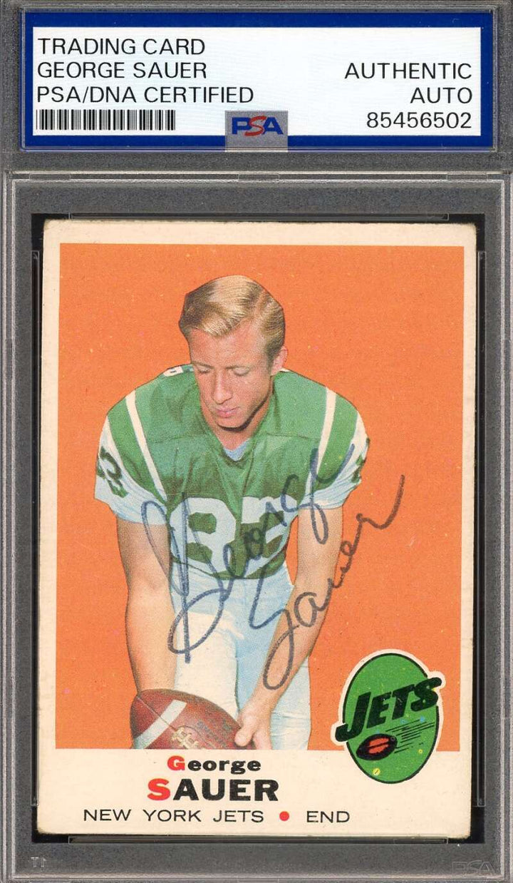 George Sauer PSA DNA Vintage Signed 1969 Topps Autograph