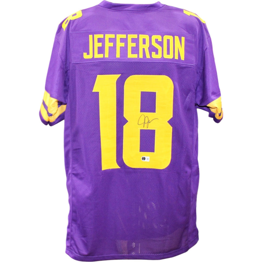 Justin Jefferson Autographed Pro Style Sz XL Purple Jersey Beckett Witness 57920