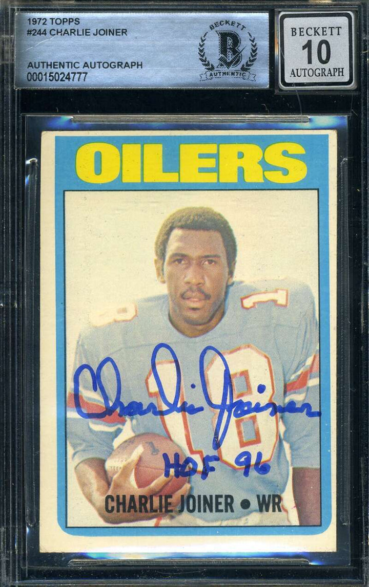 Charlie Joiner Gem Mint 10 Beckett Signed 1972 Topps Rookie Autograph