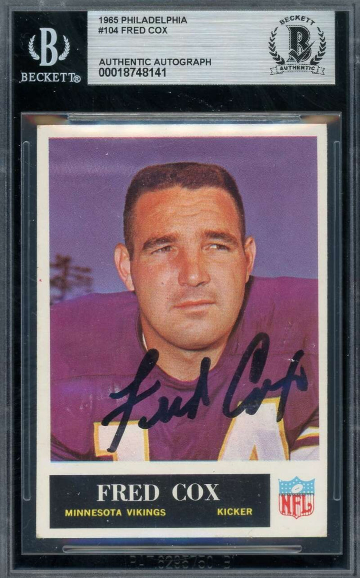 Fred Cox Beckett BAS Signed 1965 Philadelphia Rookie Autograph Vikings