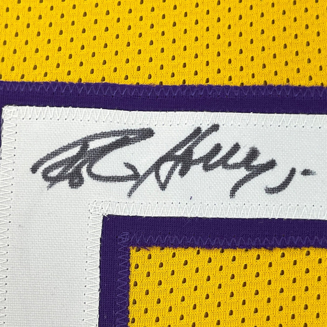 Framed Signed Robert Horry 35x39 Los Angeles Yellow Jersey PSA COA