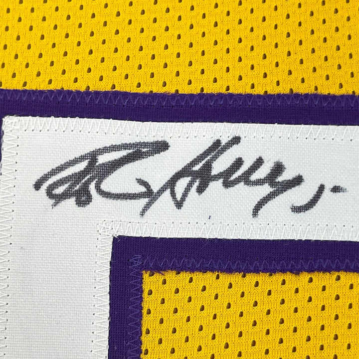 Framed Signed Robert Horry 35x39 Los Angeles Yellow Jersey PSA COA