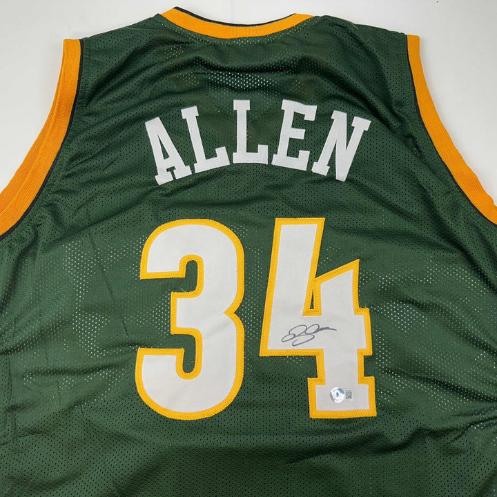 Autographed/Signed Ray Allen Seattle Green Jersey Beckett BAS COA