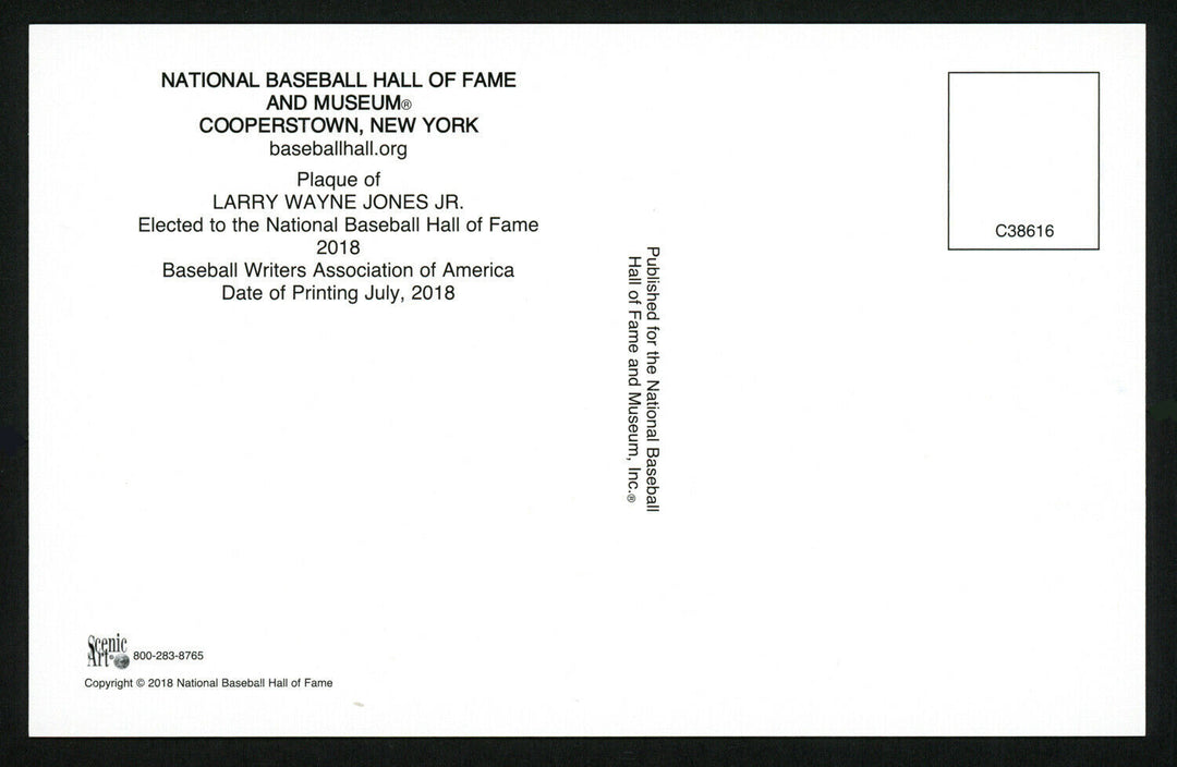 Chipper Jones Autographed Signed HOF Plaque Postcard Atlanta Braves