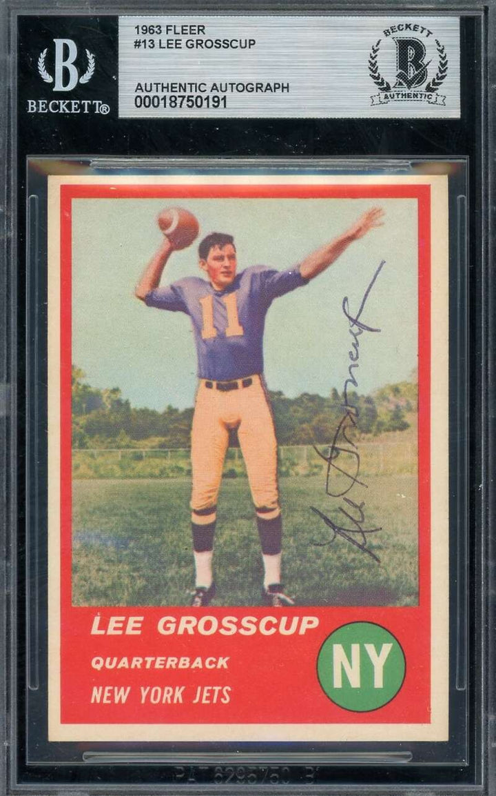 Lee Grosscup Beckett BAS Vintage Signed 1963 Fleer Rookie Autographed Jets