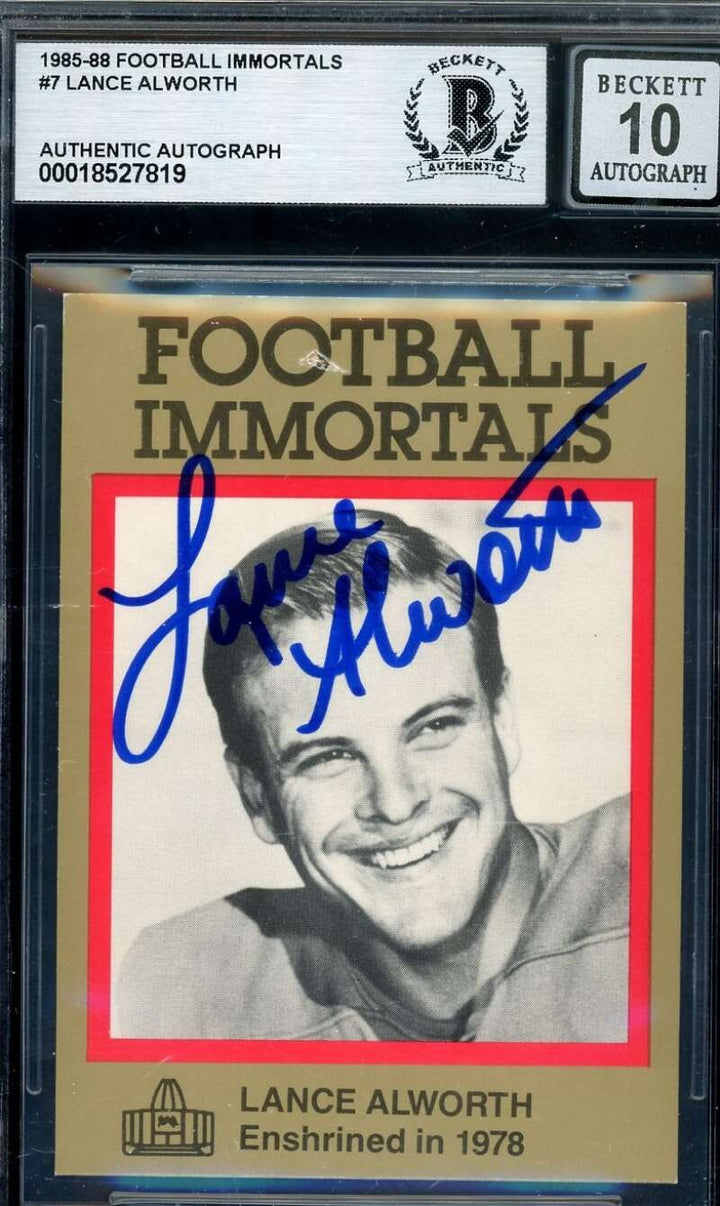 Lance Alworth Gem Mint 10 Beckett BAS Signed 1985-88 Football Immortals Auto