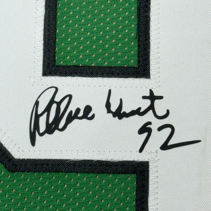Framed Facsimile Autographed Reggie White 35x39 Kelly Green Reprint Auto Jersey