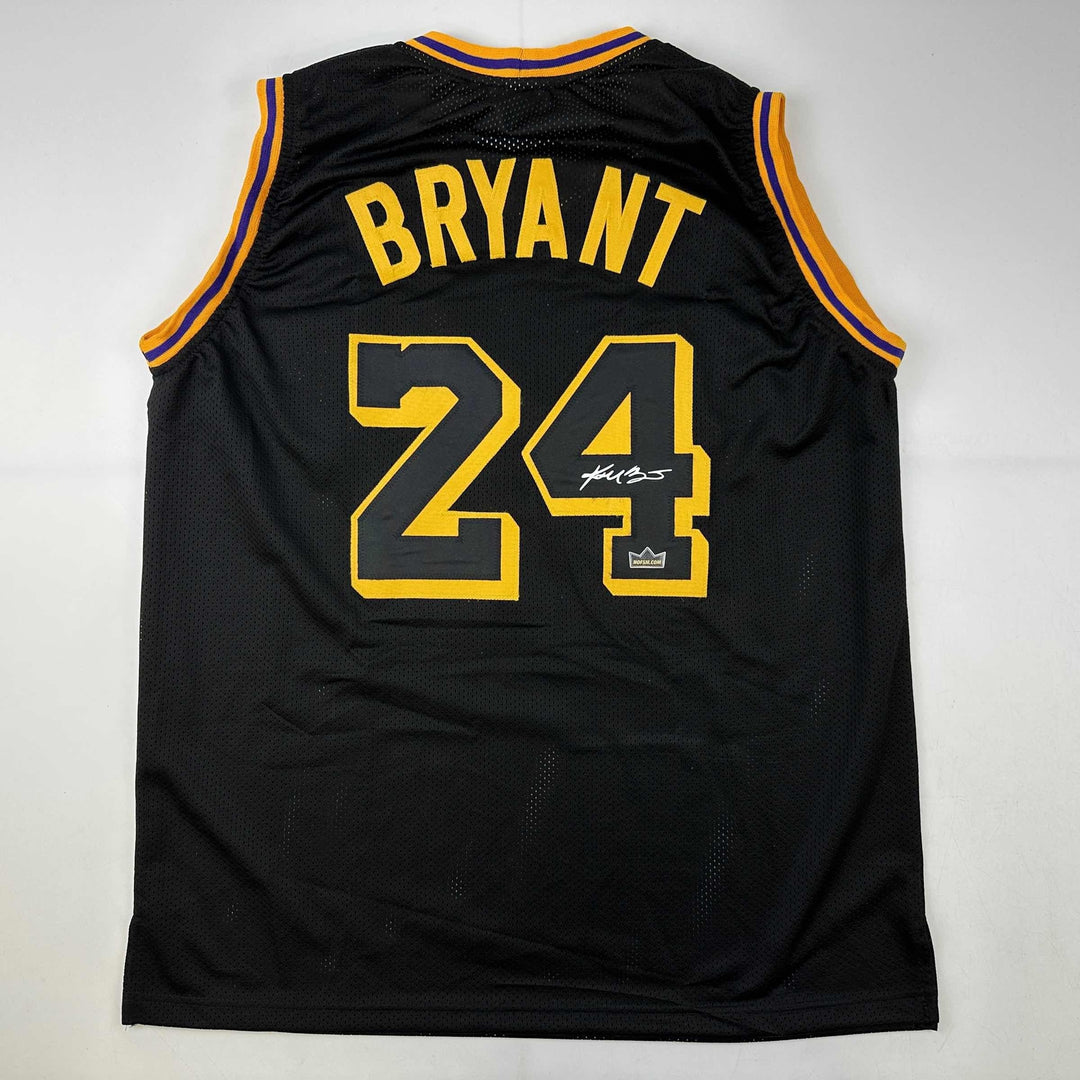 Facsimile Autographed Kobe Bryant #24 Black Mamba Los Angeles Reprint Jersey XL