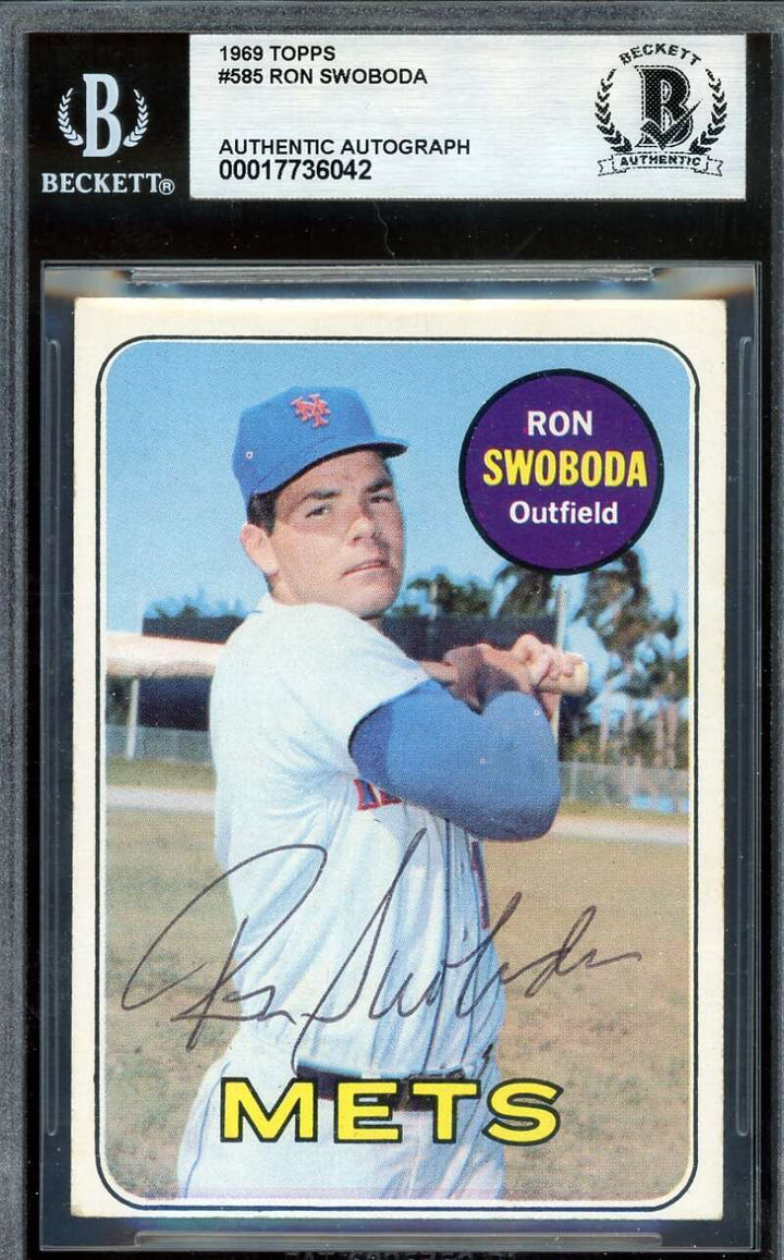 Ron Swoboda Beckett BAS Vintage Signed 1969 Topps Mets Autograph