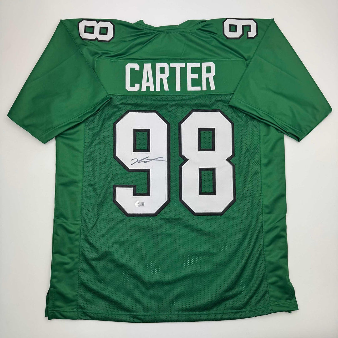 Autographed/Signed Jalen Carter Philadelphia Kelly Green Jersey BAS COA