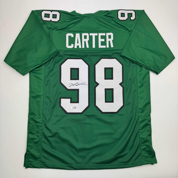 Autographed/Signed Jalen Carter Philadelphia Kelly Green Jersey BAS COA