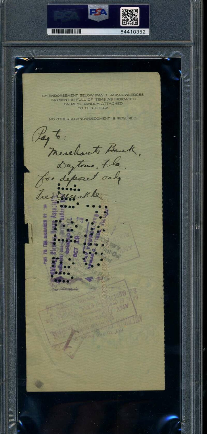 Fred Merkle PSA DNA Coa Signed 1920 Chicago Cubs Payroll Check 2 Autograph